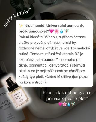 💬 Vše o niacinamidu shrnuté ve slidech.🩷🧩🛡️💧 👉🏻 A mě už jenom zajímá ~ využíváte ho v kosmetice?🌞 Jaký je váš...